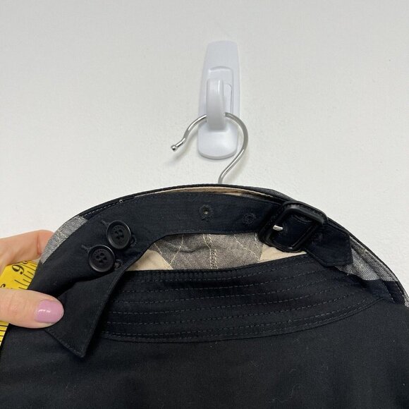 Burberry Brit Men’s Black Double Breasted Plaid Lined  Belt Trench Coat Jacket - Picture 9 of 15